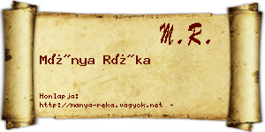 Mánya Réka névjegykártya